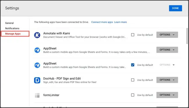 ManageApps GoogleDriveConnectedApps